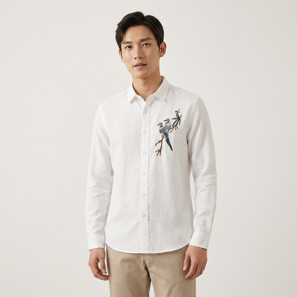 Twin Sparrow Embroidered Shirt