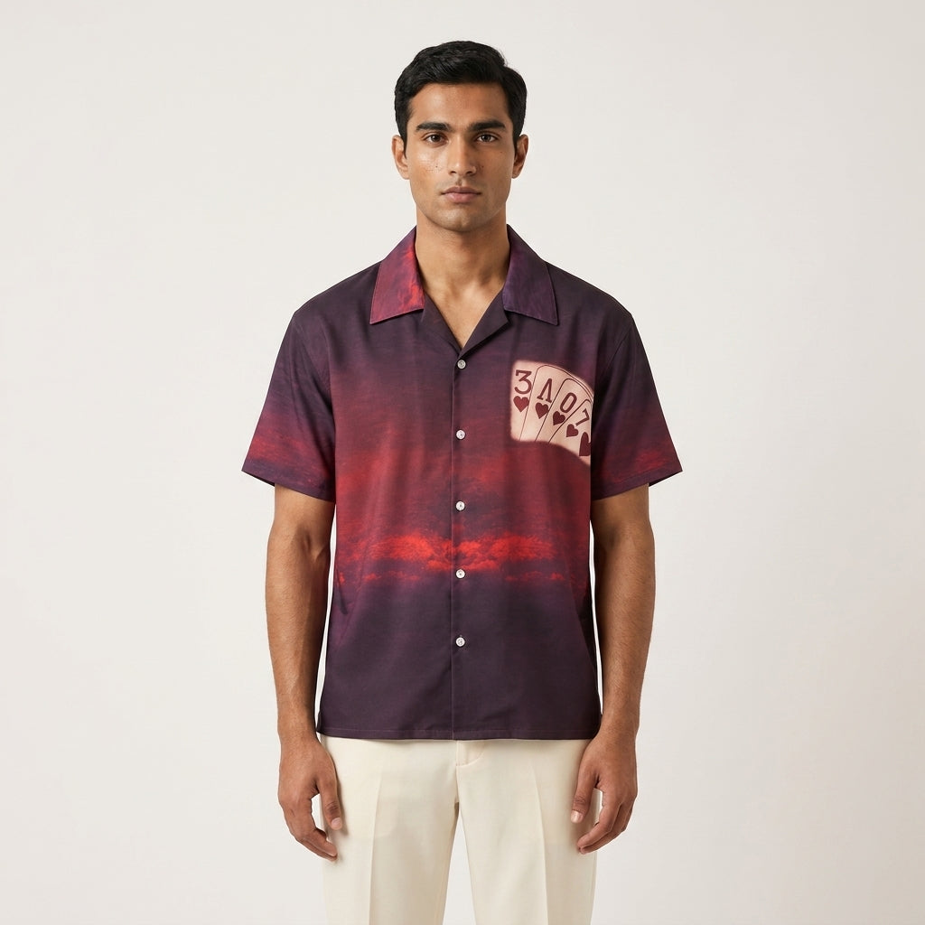 Crimson Royale Card Print Shirt