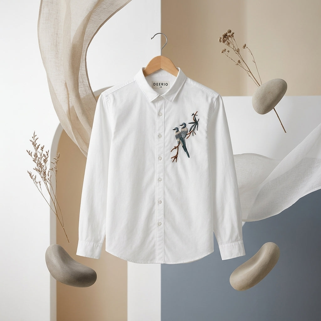 Twin Sparrow Embroidered Shirt