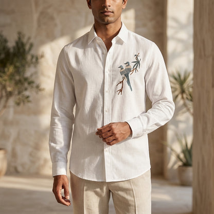 Twin Sparrow Embroidered Shirt