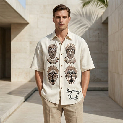 Ancient Tribe Cuban Collar Shirt