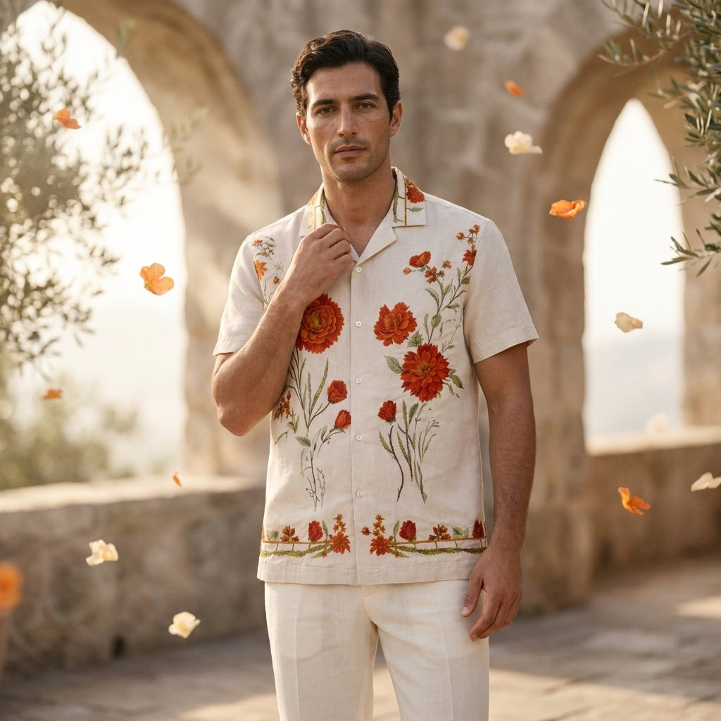 Scarlet Garden Camp Shirt