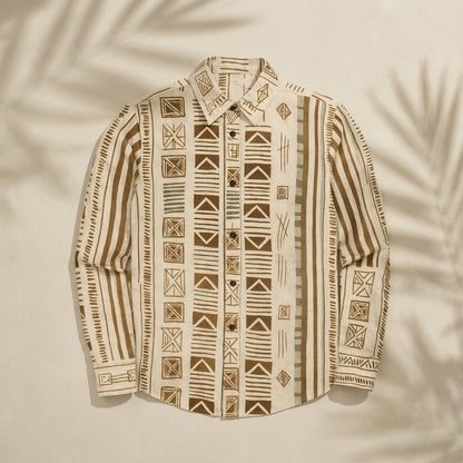 Beige Ethnic Pattern Shirt