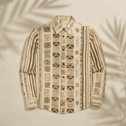 Beige Ethnic Pattern Shirt