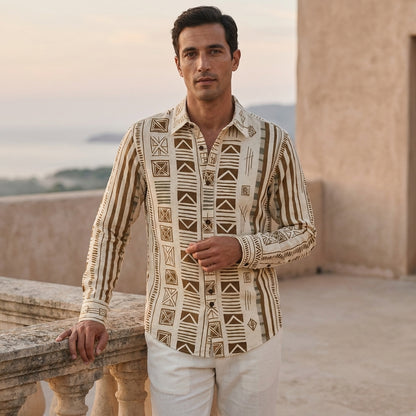 Beige Ethnic Pattern Shirt