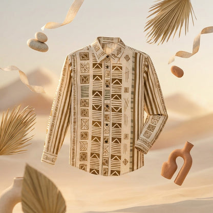 Beige Ethnic Pattern Shirt