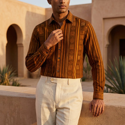 Brown Tribal Stripe Premium Shirt