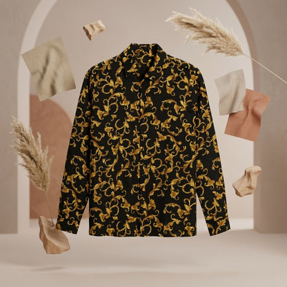 Black & Gold Baroque Print Shirt