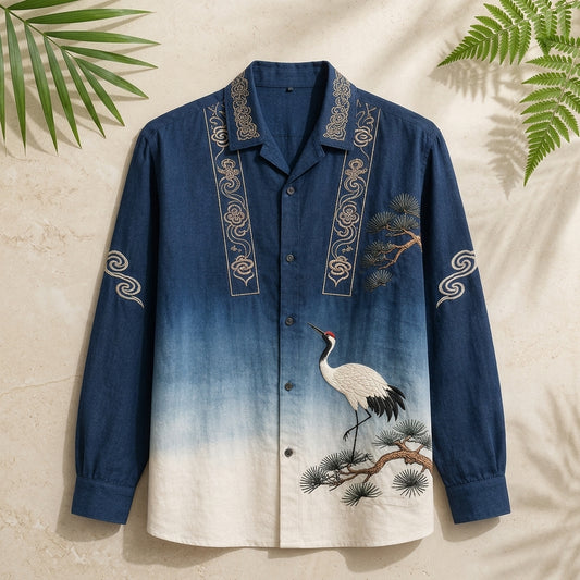Imperial Crane Printed Full Sleeve Shirt