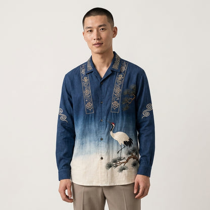 Imperial Crane Printed Full Sleeve Shirt
