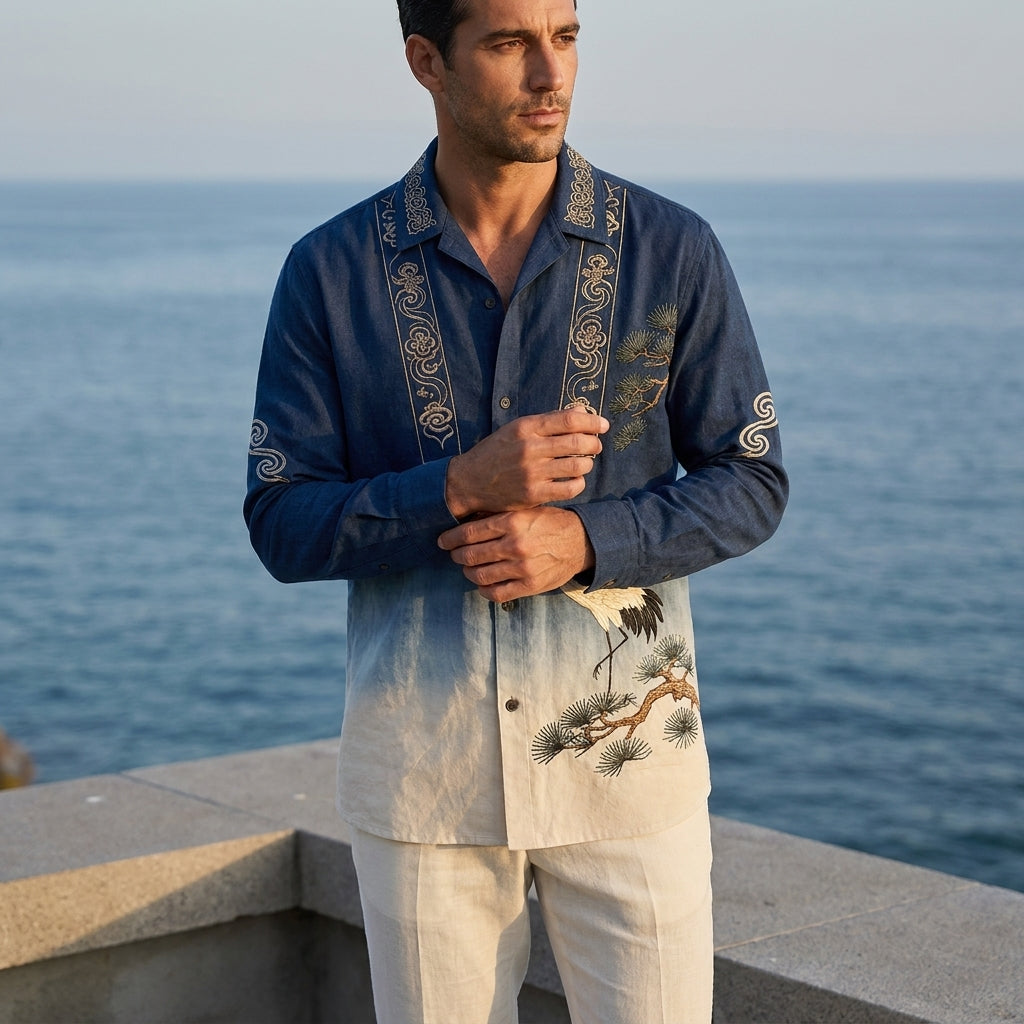 Imperial Crane Printed Full Sleeve Shirt