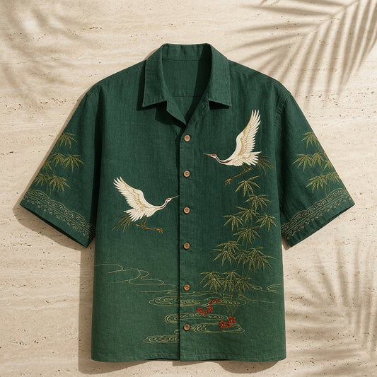Emerald Crane Premium Printed Shirt