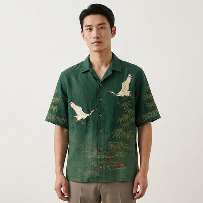 Emerald Crane Premium Printed Shirt