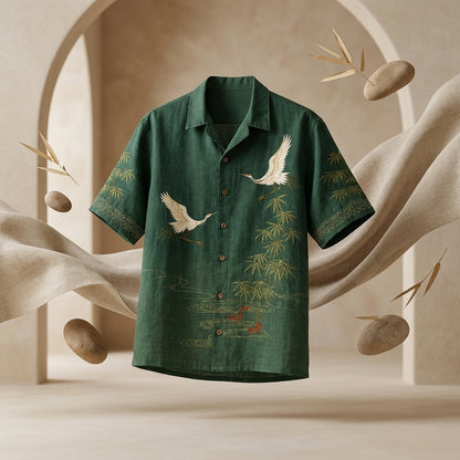 Emerald Crane Premium Printed Shirt