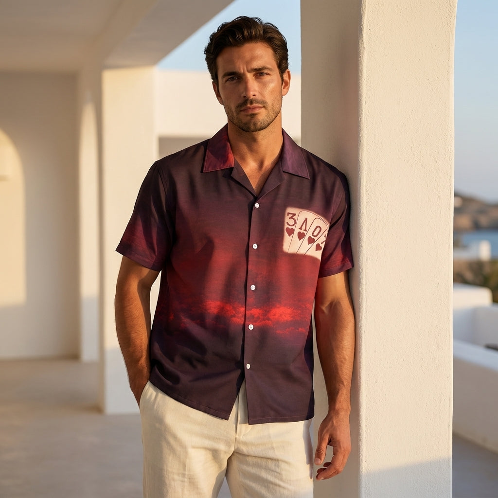 Crimson Royale Card Print Shirt